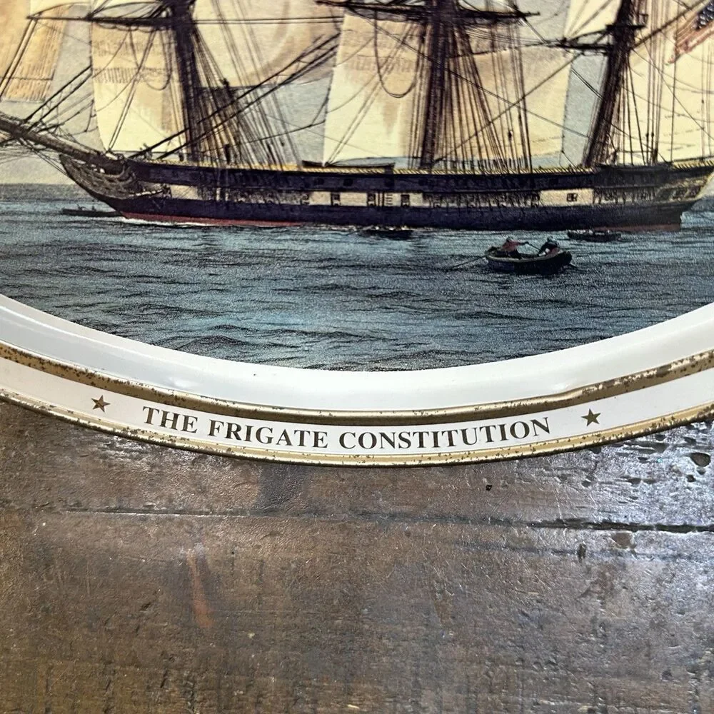 1976 Bicentennial Tray Set – Constellation & Old Ironsides Nautical Decor